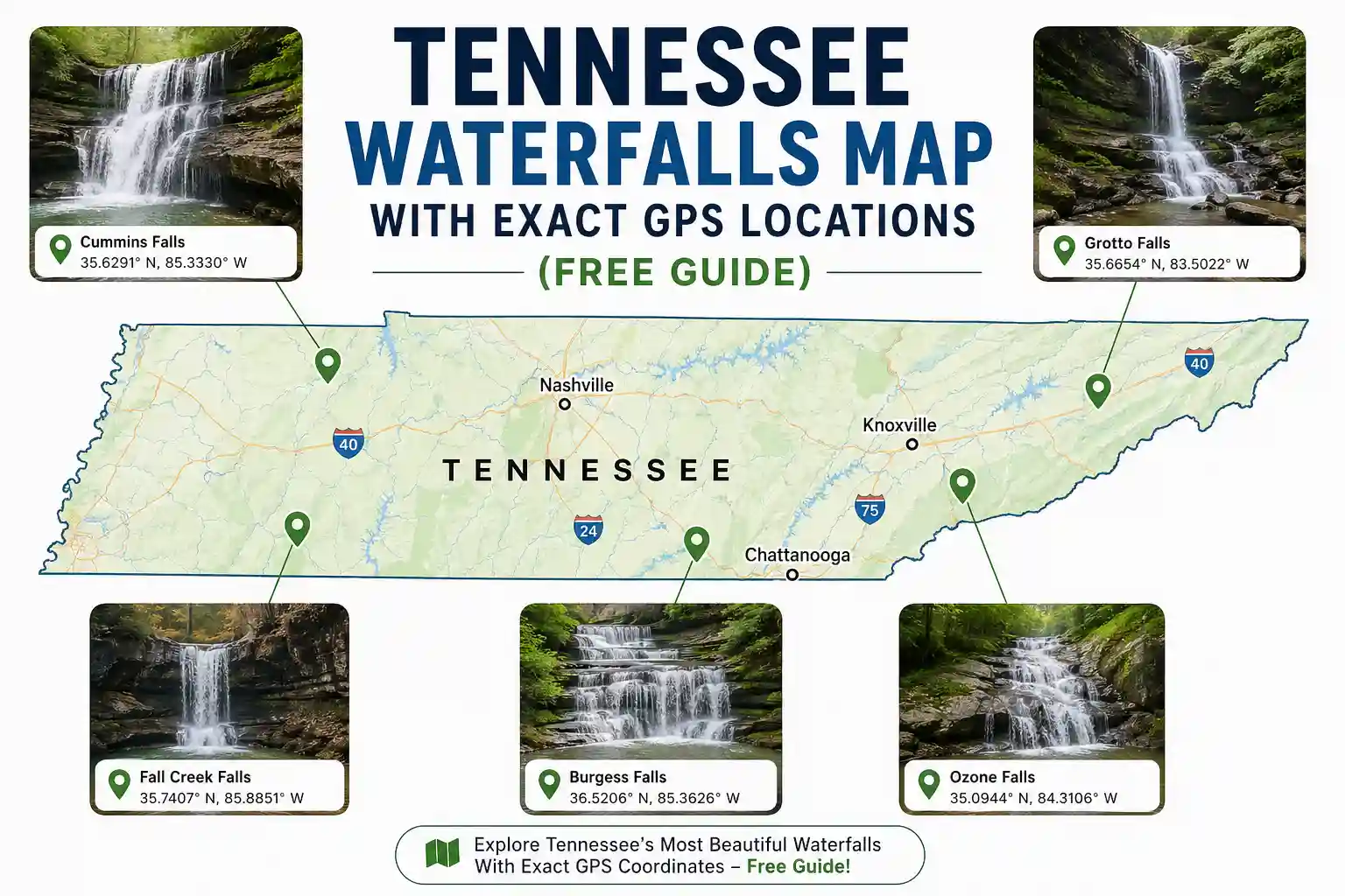 Tennessee Waterfalls Map With Exact GPS Locations (Free Guide)